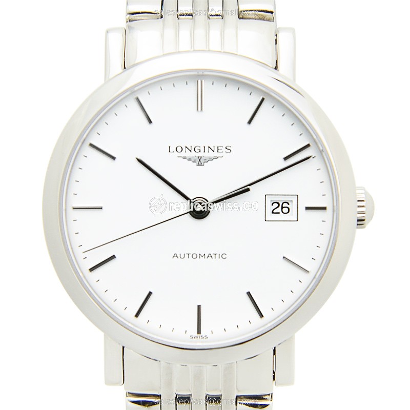 Longines L4.310.4.12.6 Replica - Automatic - Stainless Steel - White Dial, Silver Clasp - Luxury Replica ELEGANT Watch