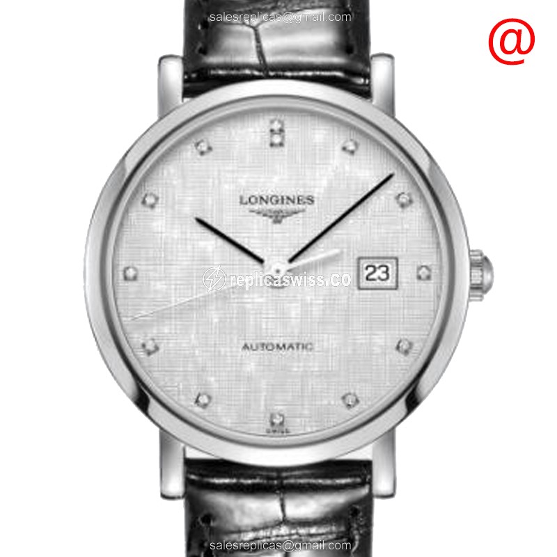 Longines L4.310.4.77.2 Replica - Automatic - Silver Dial on Leather Strap - Luxury Replica ELEGANT Watch