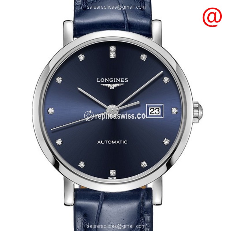 Longines L4.310.4.97.2 Replica - Automatic - Steel - Blue Dial on Alligator Strap - Luxury Replica ELEGANT Watch