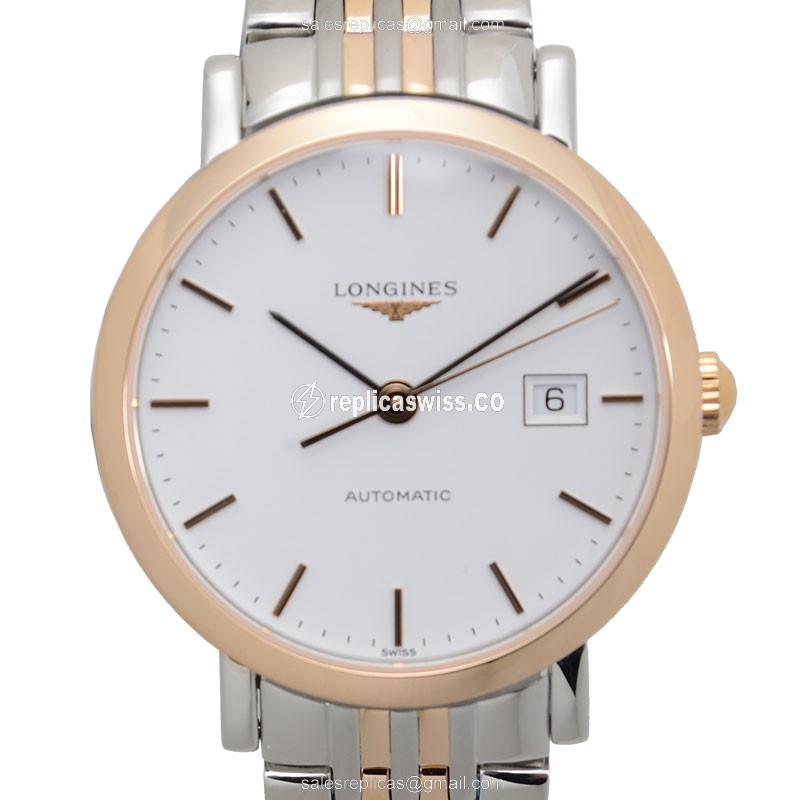 Longines L4.310.5.12.7 Replica - Automatic - 18kt Rose Gold Case - White Dial - Silver Strap