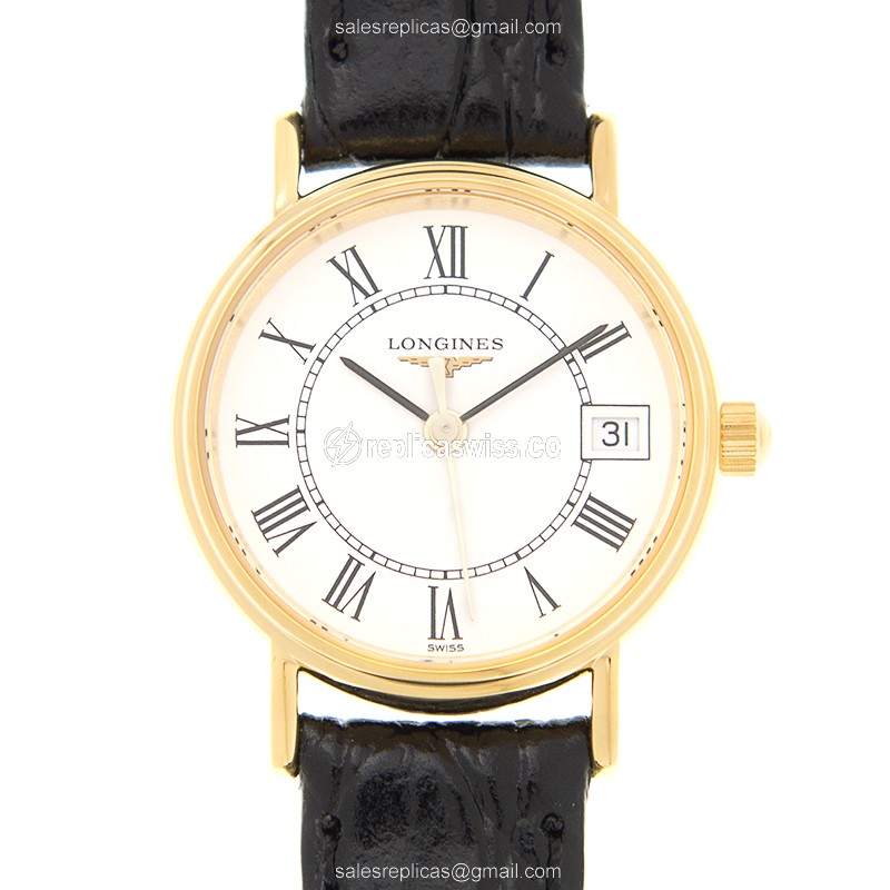 Longines Presence Replica - Quartz - Gold-Plated - White Dial - Buckle Clasp