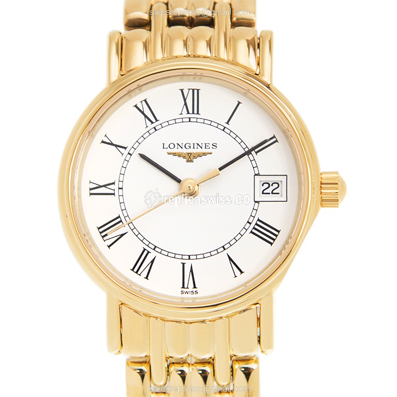 Longines Presence Replica - Quartz - Gold PVD - White Dial - Gold Strap - Luxury Replica PRESENCE Watch