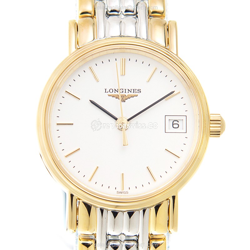Longines Presence Replica - Quartz - Gold Plated - White Dial | Gold Strap - Luxury  Watch