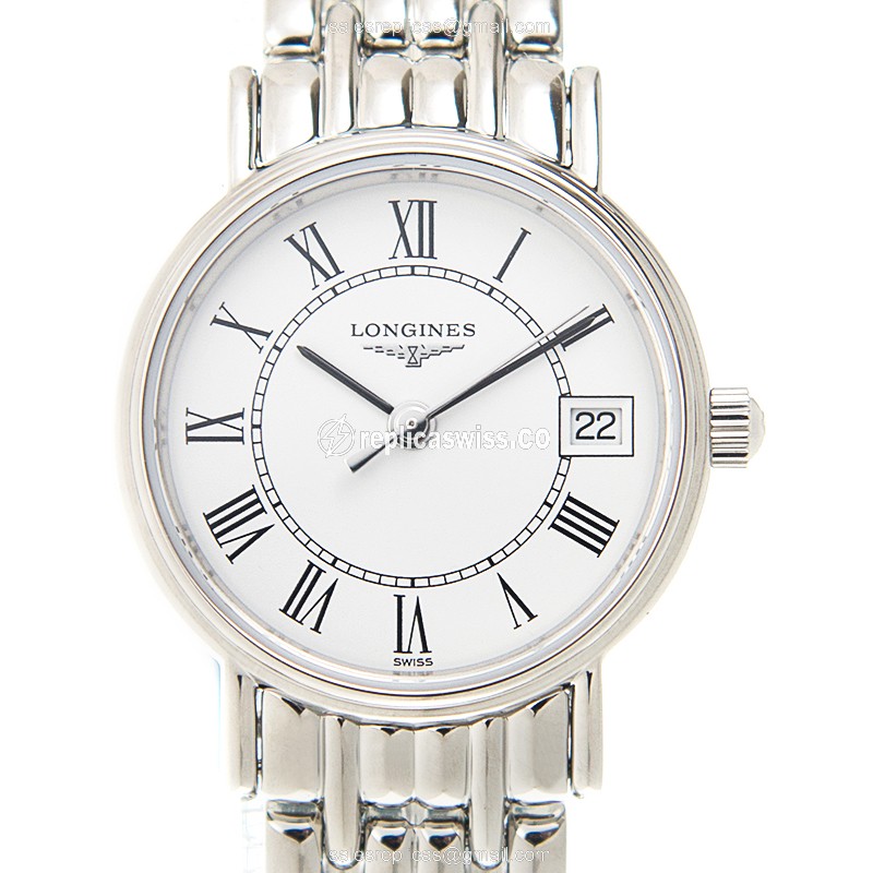 Longines Presence Quartz Steel - White Dial - Silver Steel Strap - Clasp - Luxury Replica PRESENCE Watch
