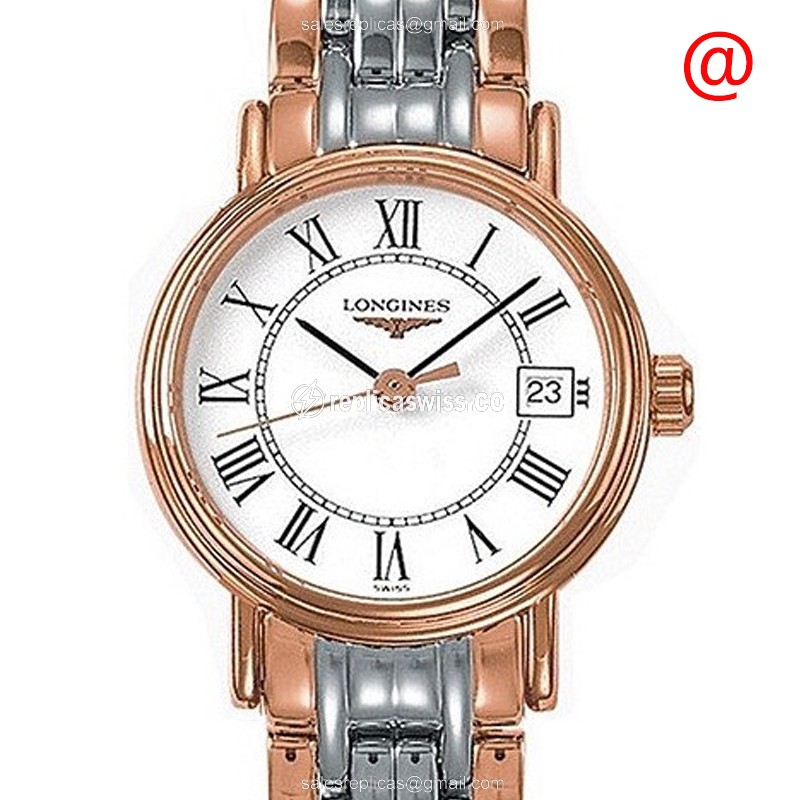 Longines Presence Replica - Quartz - 18kt Rose Gold & Steel Case - White Dial, Gold Strap