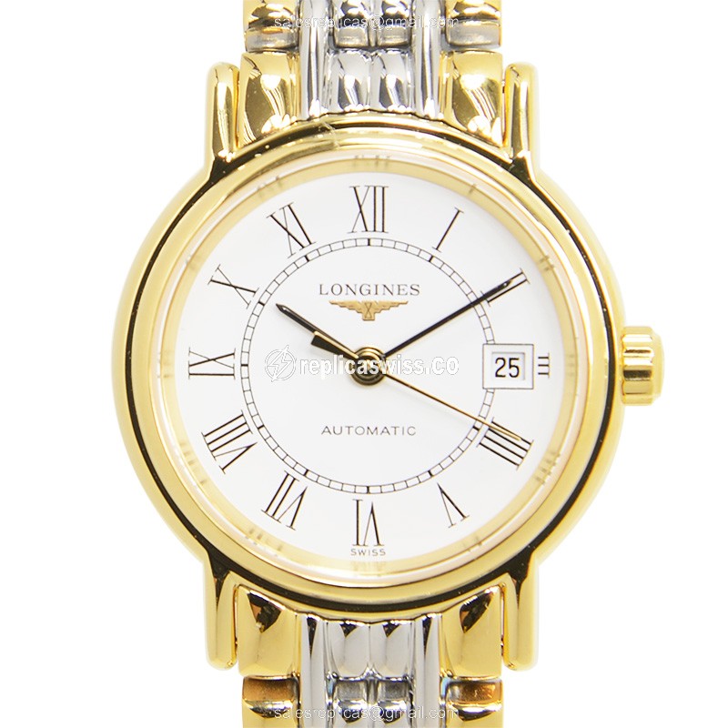 Longines Presence Replica - PVD Gold - Automatic - White Dial, Silver Strap