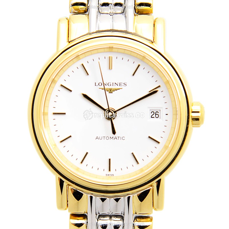 Longines Presence Replica - Automatic - Gold-Plated - White Dial - Steel Strap