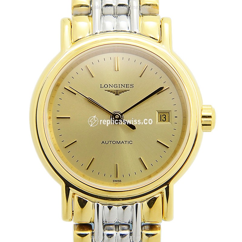 Longines Presence Replica - Automatic - Gold Dial - Steel Case - Silver Strap - Luxury Replica PRESENCE Watch
