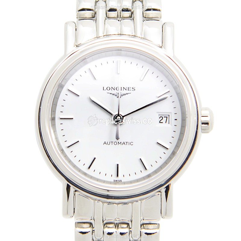 Longines Presence Replica - Automatic - Steel Case - White Dial, Silver Clasp
