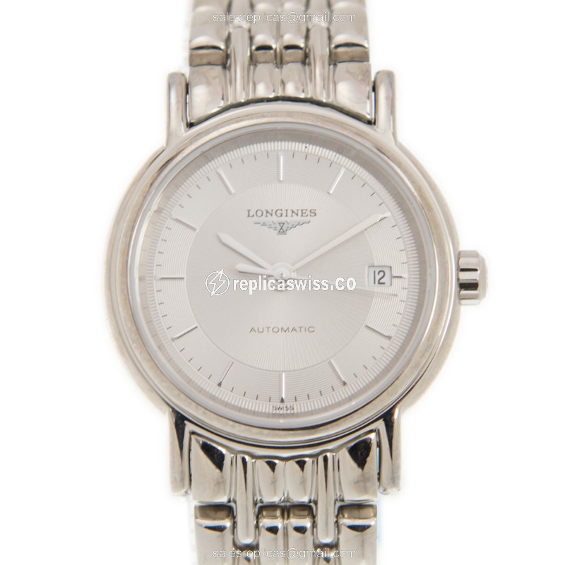 Longines Presence Replica - Automatic - Steel Case, Silver Dial on Silver Strap - Luxury Replica PRESENCE Watch