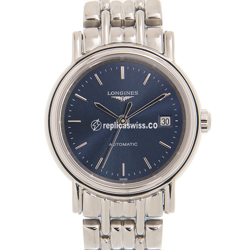 Longines Presence Replica - Automatic - Stainless Steel - Blue Dial on Silver Strap
