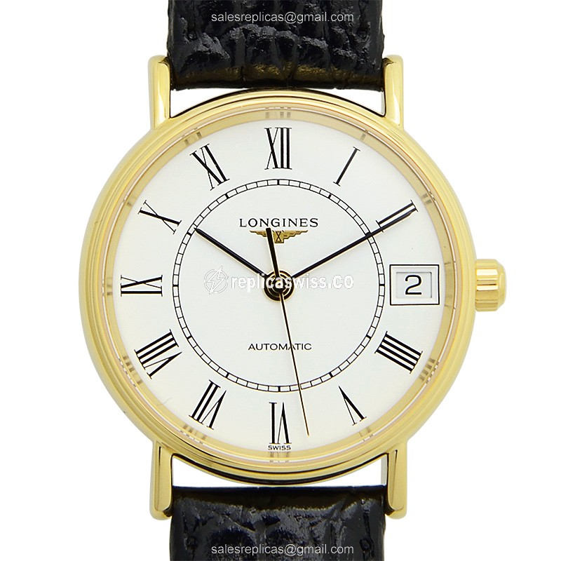 Longines Presence Replica - Automatic | Stainless Steel | White Dial | Leather Strap - Luxury  Watch