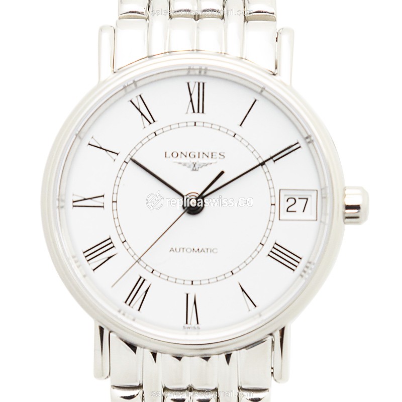 Longines Presence Replica - Automatic - Steel Case - White Dial - Silver Steel Band - Luxury Replica PRESENCE Watch