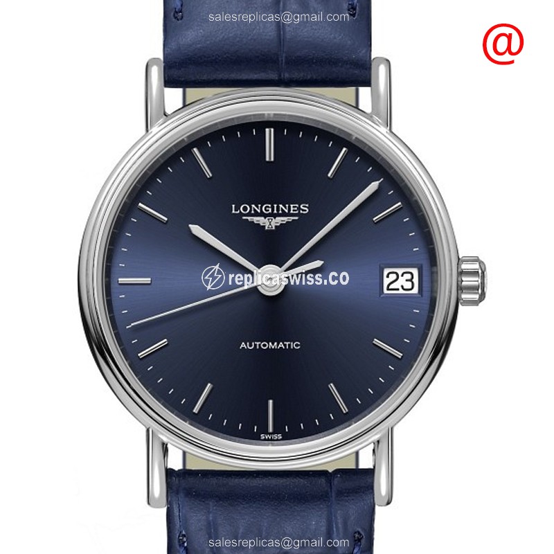 Longines Presence Replica - Automatic - Steel - Blue Dial, Leather Strap