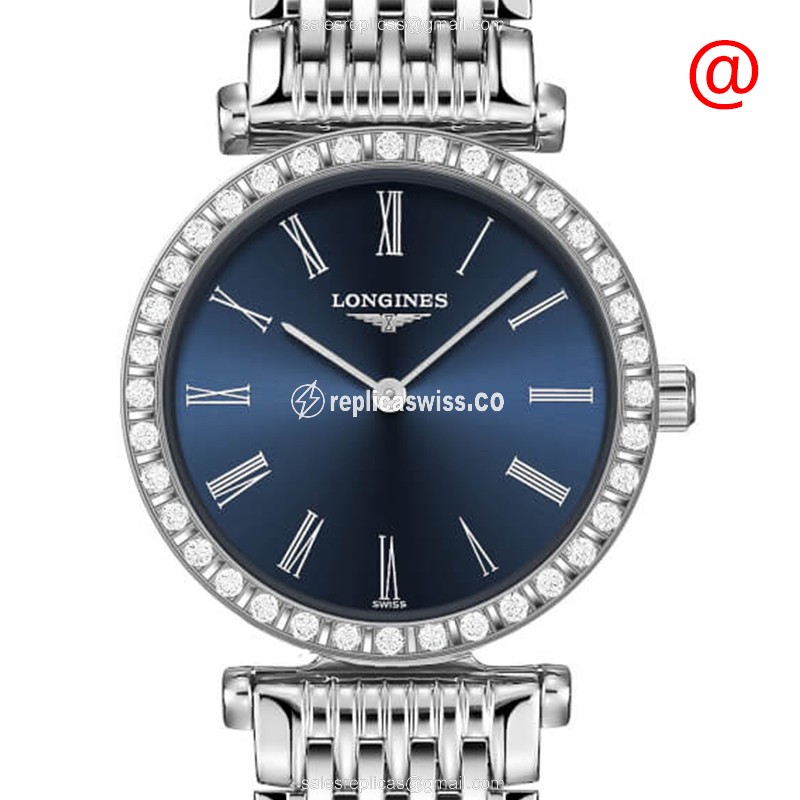 Longines L4.341.0.94.6 Replica - Quartz - Stainless Steel Case, Blue Dial, Silver Clasp & Steel Strap - Luxury Replica LA GRANDE Watch