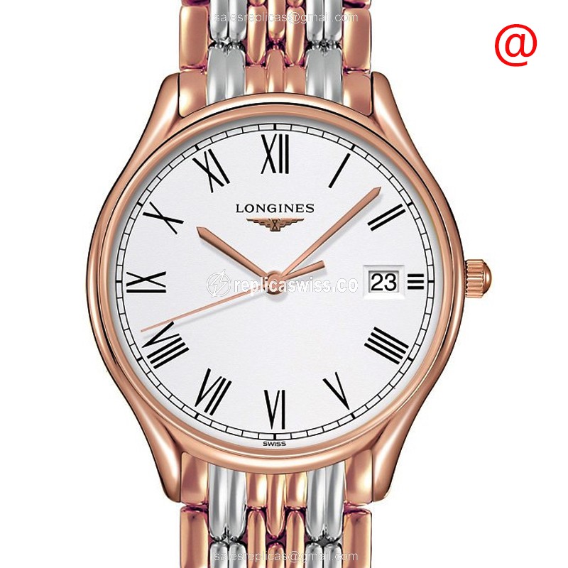 Longines Lyre Replica - Quartz - 18kt Rose Gold Case, White Dial - Steel Strap