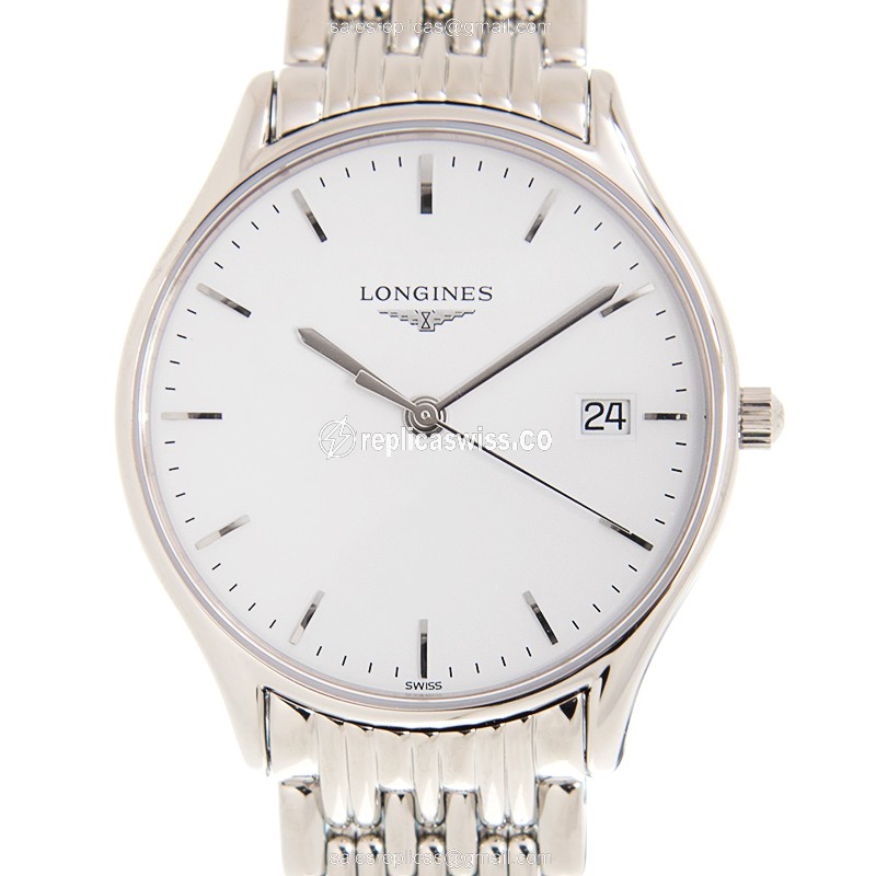 Longines Lyre Replica - Quartz - Stainless Steel - White Dial, Silver Clasp, Steel Strap
