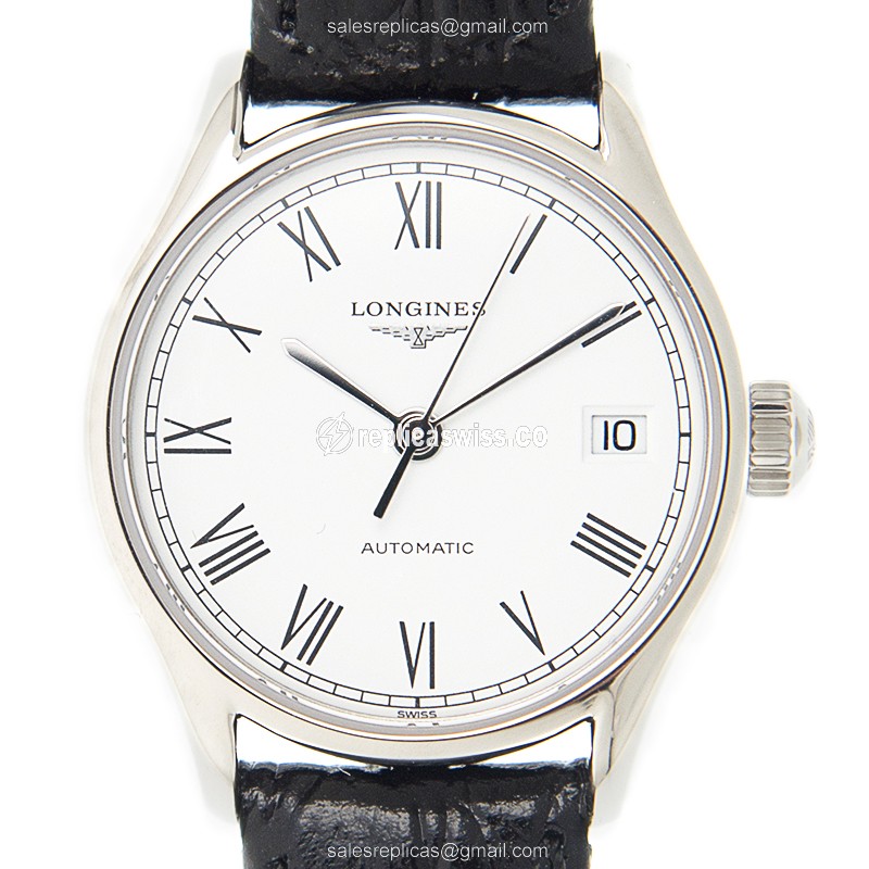 Longines Lyre Replica - Automatic - White Dial - Buckle Clasp - Alligator Black Strap - Luxury Replica LONGINES LYRE Watch