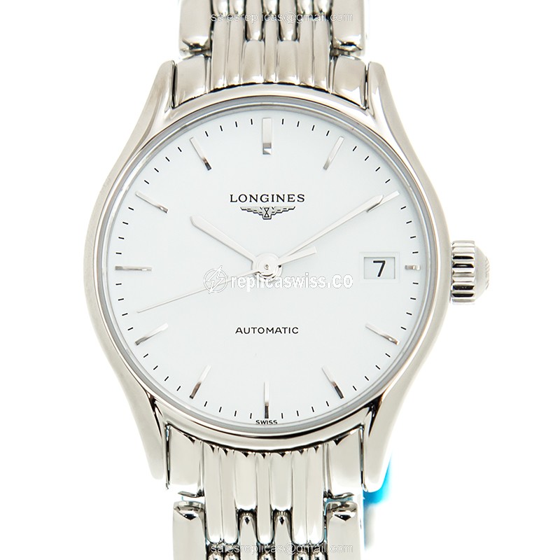 Longines L4.360.4.12.6 Replica | Automatic | White Dial | Silver Steel Strap