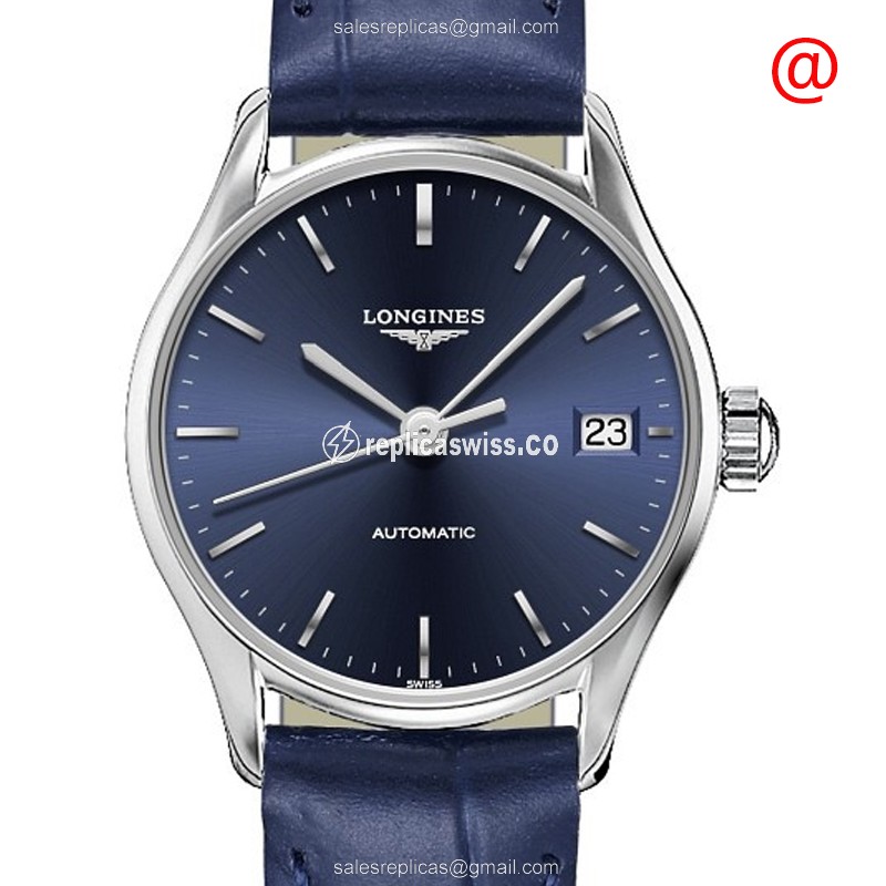 Longines Lyre Replica - Automatic - Stainless Steel - Blue Dial - Leather Blue Strap - Luxury Replica LONGINES LYRE Watch