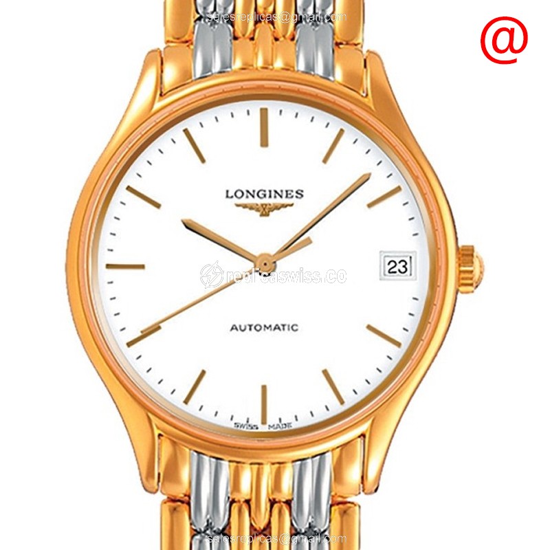 Longines Lyre Replica - Automatic - 18kt Gold Case - White Dial, Steel Clasp & Gold Strap