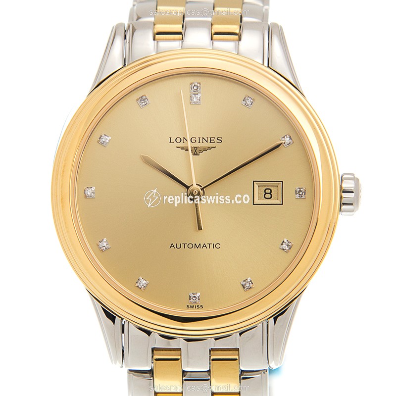 Longines Flagship L4.374.3.37.7 Replica - Automatic PVD Gold - Gold Dial - Steel Gold Clasp
