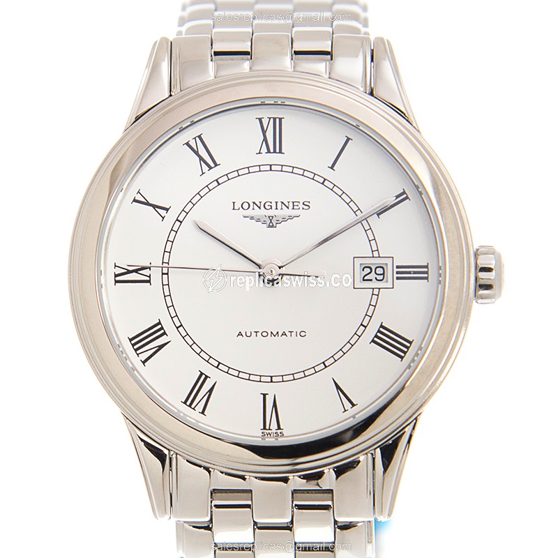 Longines L4.374.4.21.6 Flagship - Automatic - Steel Case, White Dial, Silver Clasp - Luxury Replica FLAGSHIP Watch
