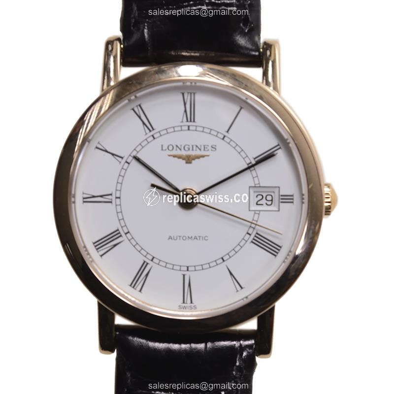 Longines LA GRANDE Replica - Automatic 18kt Rose Gold - White Dial - Black Alligator Strap - Luxury Replica LA GRANDE Watch