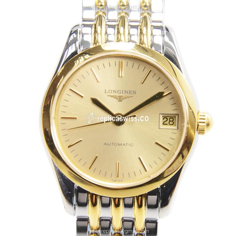 Longines L4.398.3.32.7 Replica - Automatic - Gold PVD Case - Gold Dial on Gold Strap - Luxury Replica ELEGANT SERIES Watch