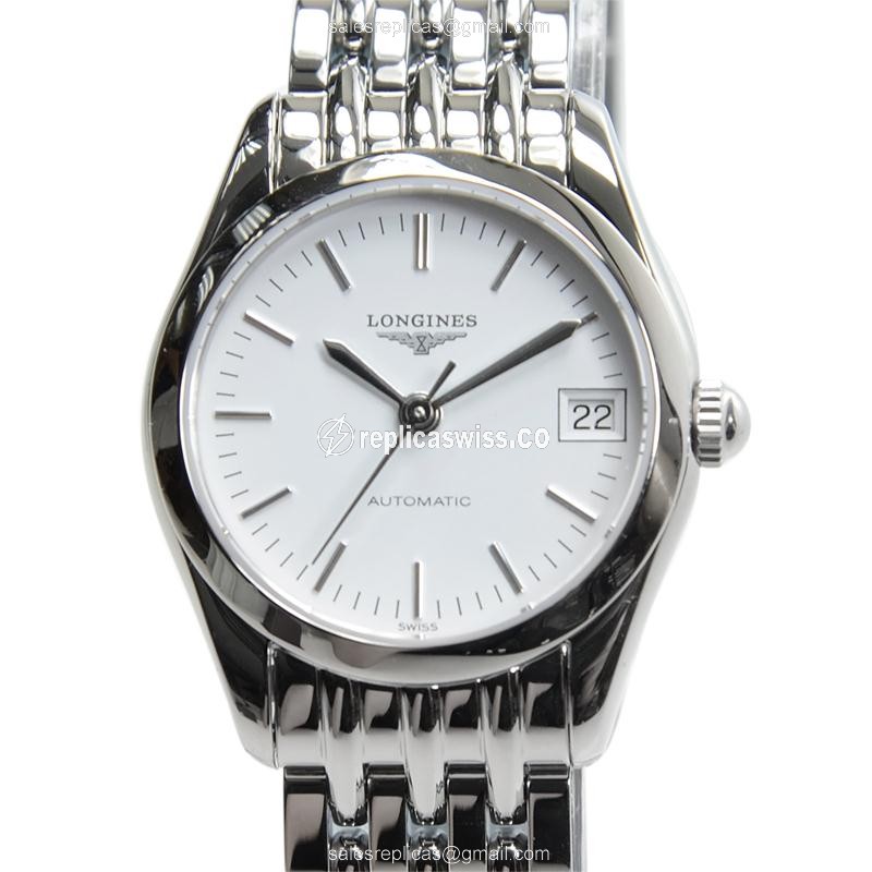 Longines Elegant Series Replica - Automatic - White Dial, Steel Case, Silver Strap - Luxury Replica ELEGANT SERIES Watch