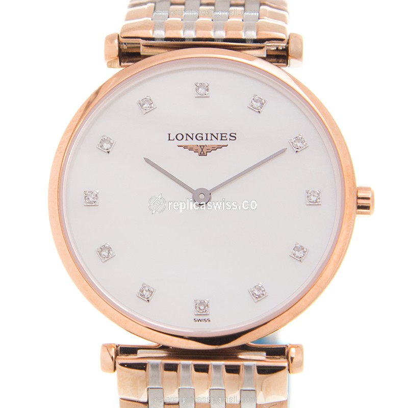 Longines L4.512.1.97.7 Replica - Quartz - 18kt Rose Gold Case - White Dial