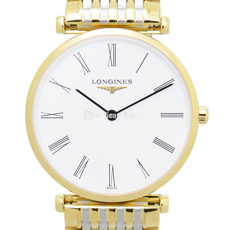 Longines L4.512.2.11.7 Replica - Quartz - Gold PVD Case - White Dial on Gold Strap