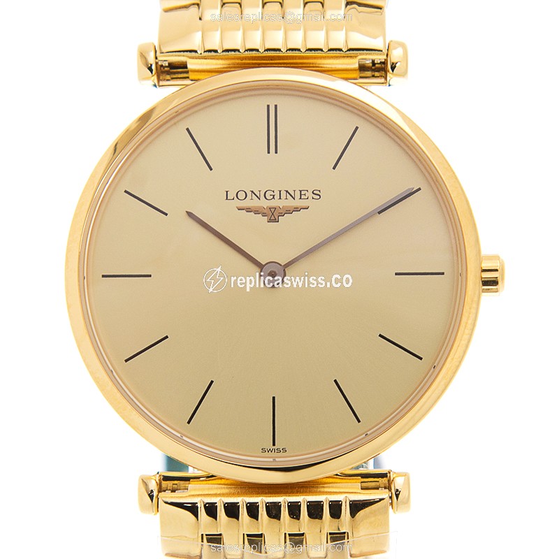 Longines L4.512.2.32.8 Replica - Quartz - Gold PVD Case - Gold Dial, Gold Strap - Luxury Replica LA GRANDE Watch