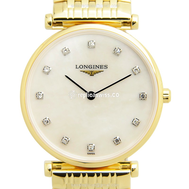 Longines L4.512.2.87.8 Replica - Quartz - Gold-Plated Case - White Dial