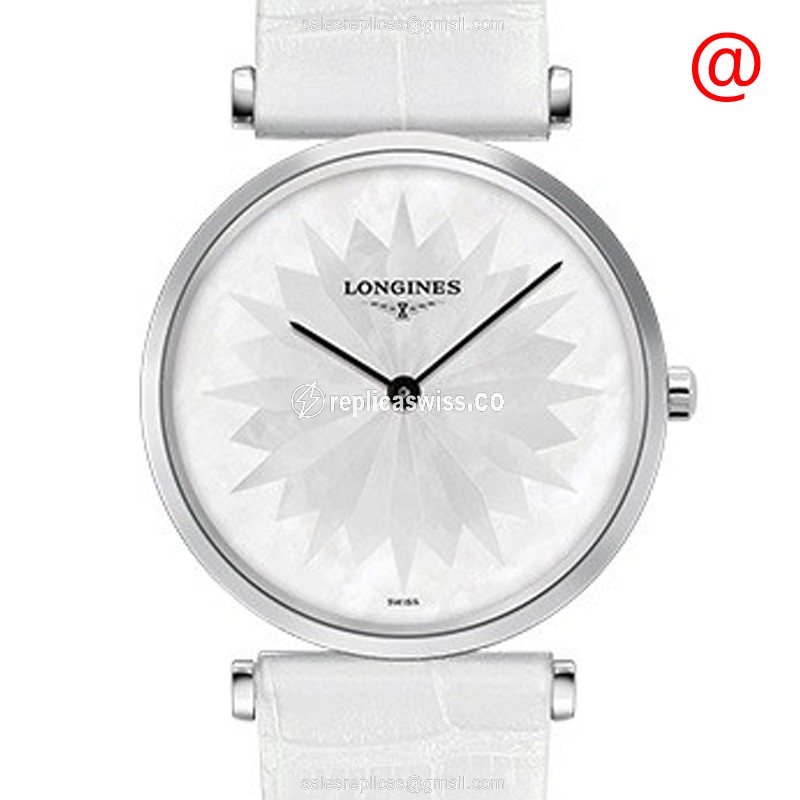 Longines LA GRANDE Quartz - Stainless Steel Case - White Dial - Alligator White Strap - Buckle Clasp - Luxury Replica LA GRANDE Watch