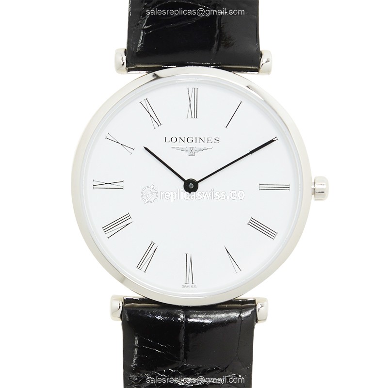 Rolex L4.512.4.11.2 Replica - Quartz - Steel Case - White Dial, Black Alligator Strap - Luxury Replica LA GRANDE Watch