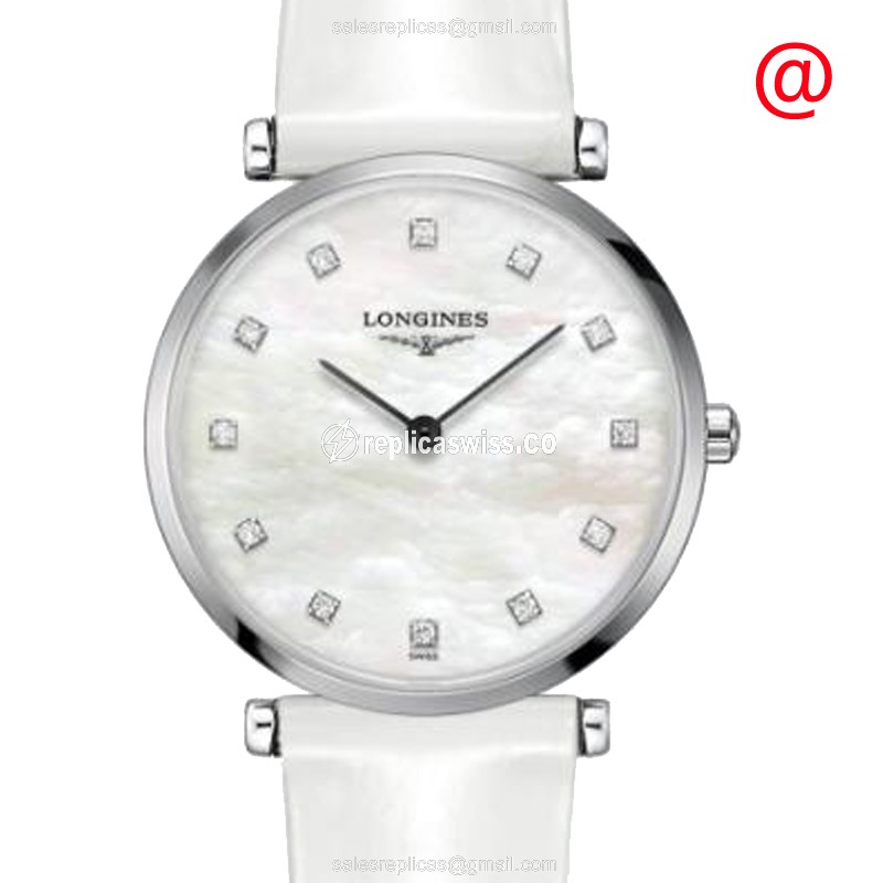 Longines L4.512.4.87.0 Replica - Quartz - Stainless Steel - White Dial, Alligator Strap - Luxury Replica LA GRANDE Watch