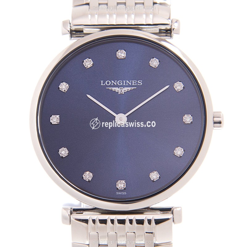 Longines L4.512.4.97.6 Replica - Quartz - Steel - Blue Dial on Silver Steel Band - Luxury Replica LA GRANDE Watch