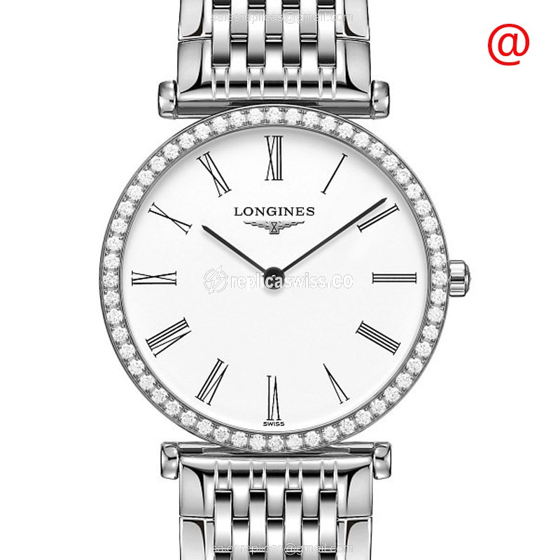 Longines LA GRANDE Quartz - White Dial on Steel & Diamond Clasp - Luxury  Watch
