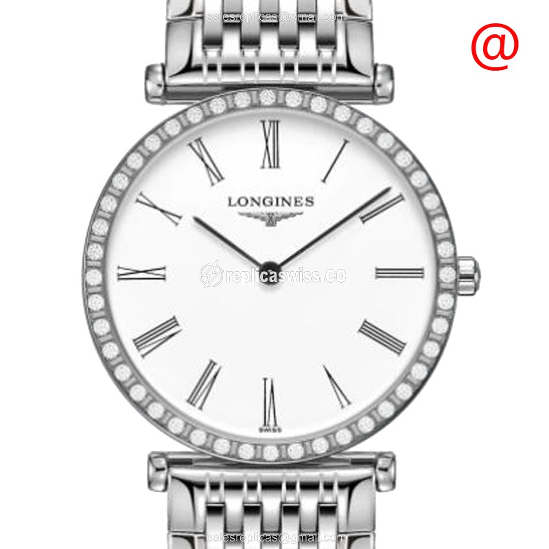 Longines L4.523.0.11.6 Replica - Quartz - Diamond Case - White Dial, Steel Clasp & Silver Strap