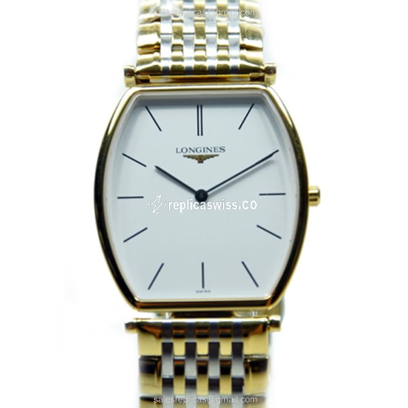 Longines LA GRANDE Replica - Quartz - Gold PVD Case, White Dial, Gold Clasp & Strap - Luxury Replica LA GRANDE Watch