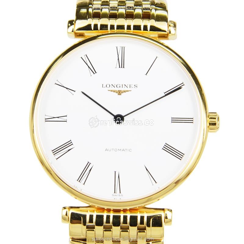 Longines LA GRANDE Replica - Automatic - PVD Gold - White Dial, Gold Strap