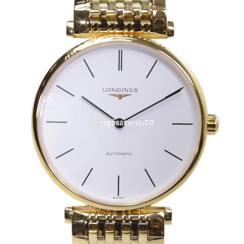 Longines LA GRANDE Replica - 18kt Gold - Automatic - White Dial - Luxury Replica LA GRANDE Watch