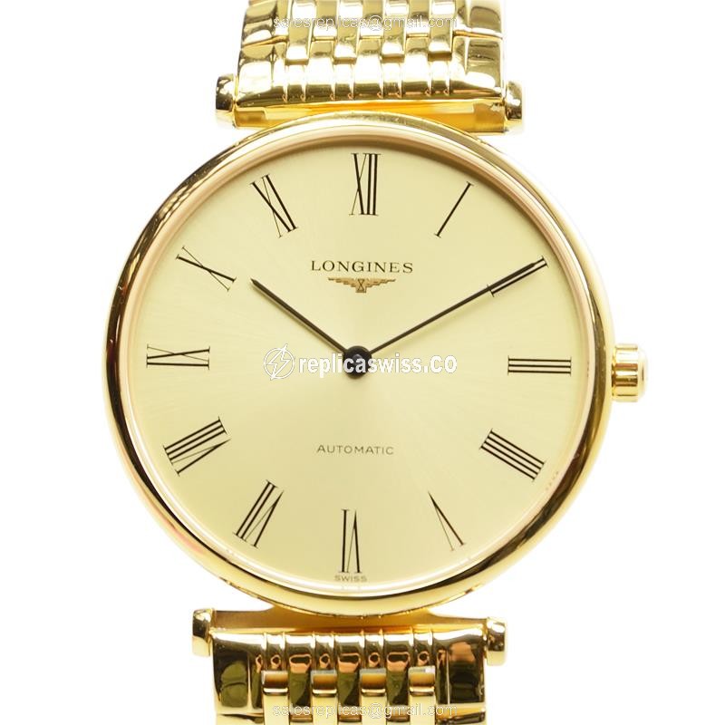 Longines LA GRANDE Replica - Automatic - 18kt Gold - Gold Dial on Gold Strap