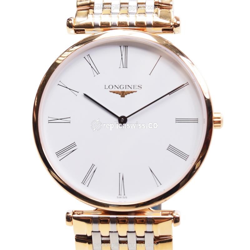 Longines L4.709.1.11.7 Replica - Quartz - PVD Gold Case - White Dial on Gold Strap - Luxury  Watch