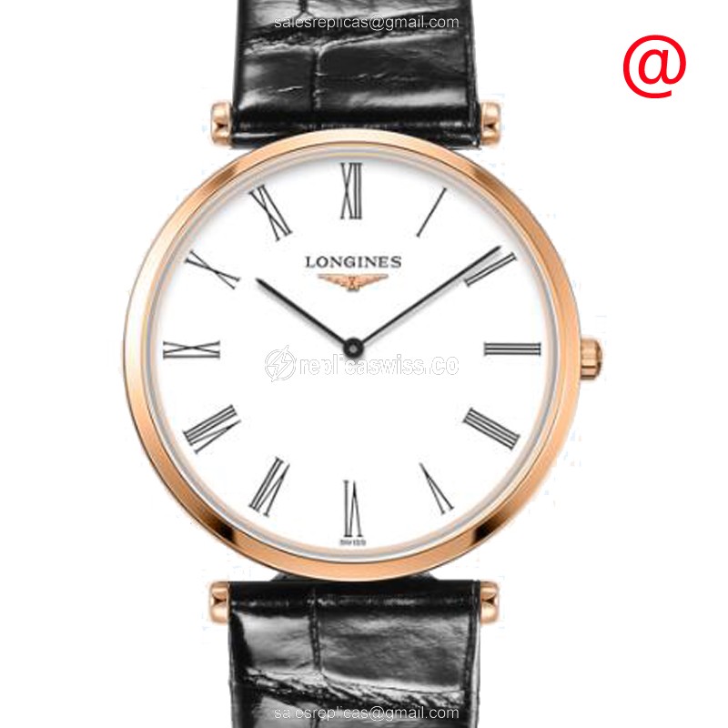 Longines LA GRANDE Quartz PVD Gold - White Dial, Alligator Black Strap, Buckle Clasp - Luxury Replica LA GRANDE Watch