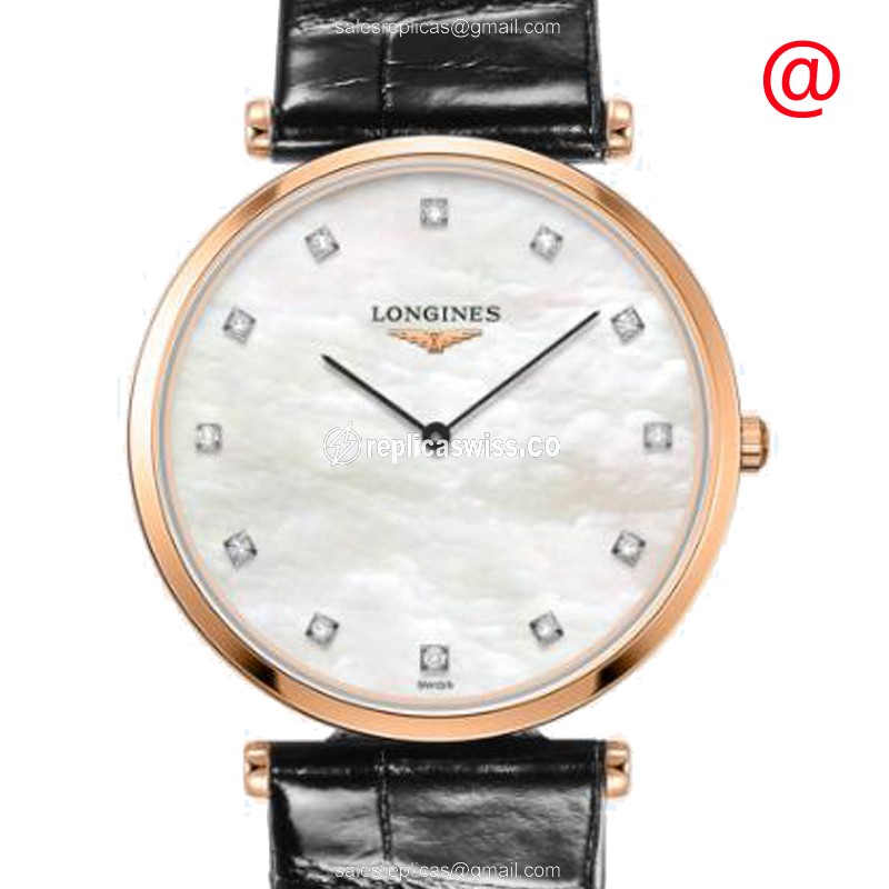 Longines LA GRANDE Quartz Gold-Plated | Stainless Steel - White Dial, Leather Strap - Luxury Replica LA GRANDE Watch