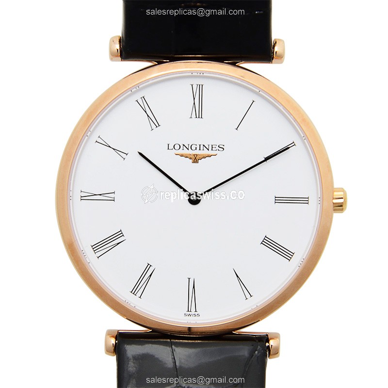 Longines LA GRANDE Replica - Quartz - 18kt Rose Gold - White Dial, Buckle Clasp