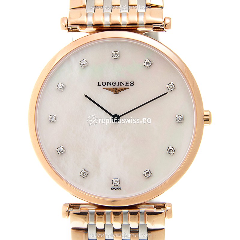 Longines LA GRANDE Replica - Quartz - 18kt Rose Gold Case - White Dial