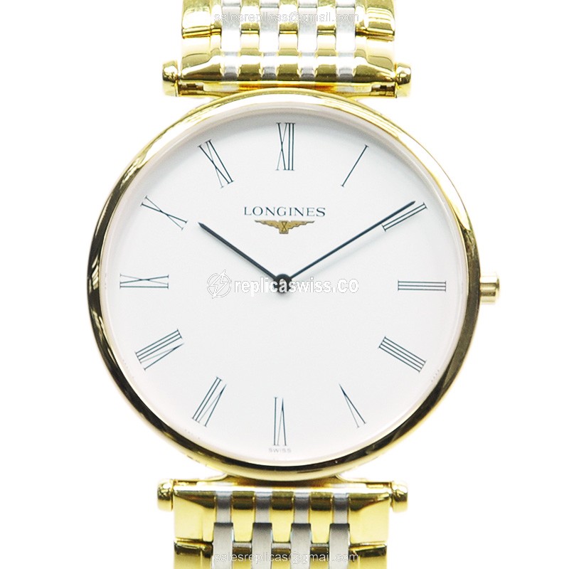Longines L4.709.2.11.7 Replica - Quartz - Gold PVD Case - White Dial